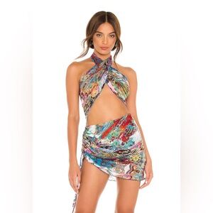 Kim Shui Mesh Vibrant Paisley Wrap Dress size S